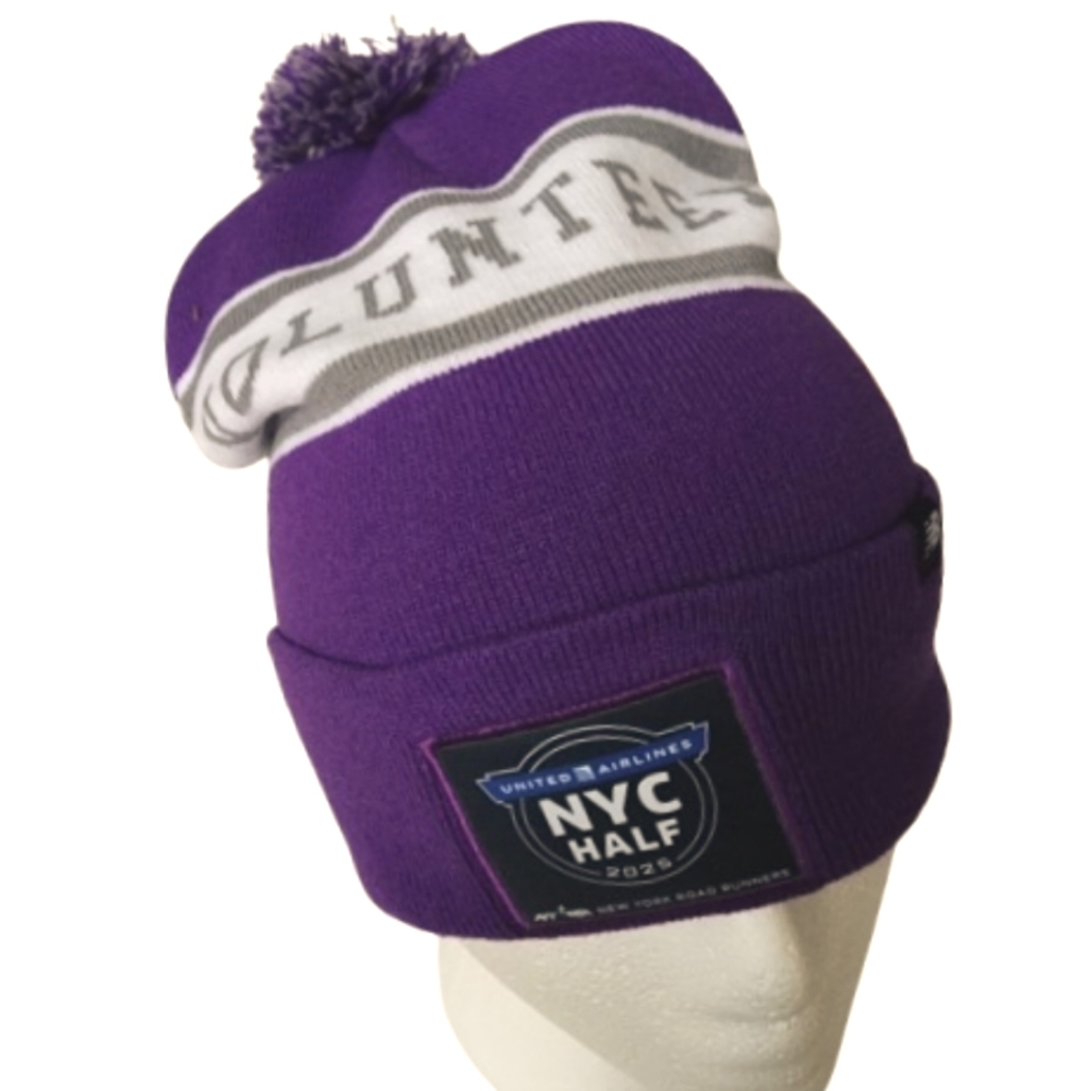 New Balance Purple Pom Pom Beanie